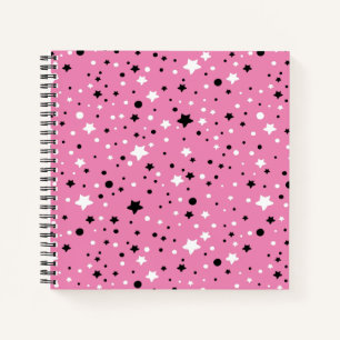 Cuaderno Estrellas blancas y negras sobre rosa