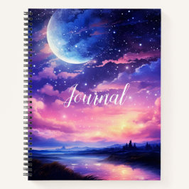 Cuaderno Estrellas celestes llenas de luna nubes Mystical J