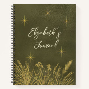 Cuaderno Estrellas celestes manuscritas personalizadas verd