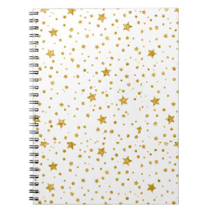 Cuaderno Estrellas Celestiales Blancas y Doradas Modernas