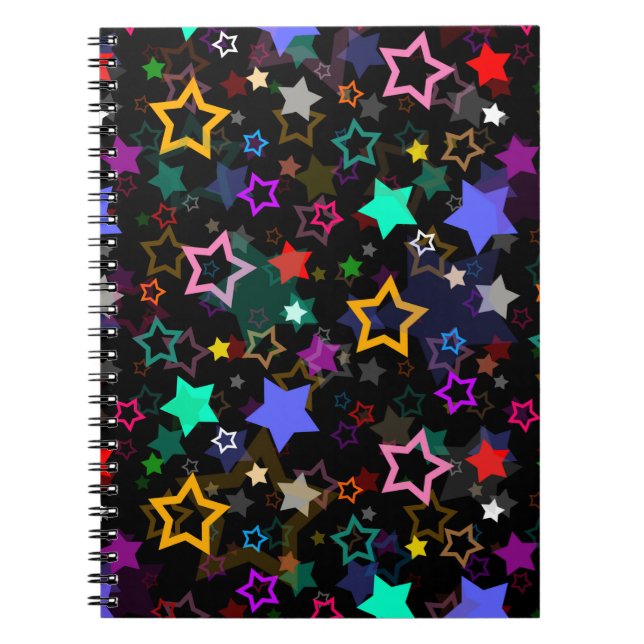 Cuaderno Estrellas Coloridas Negras  (Frente)