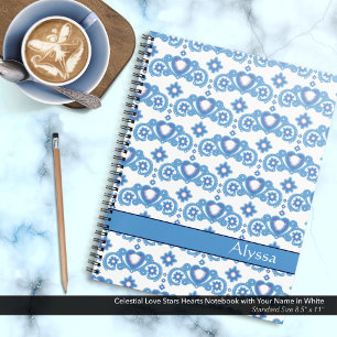 Cuaderno Estrellas de amor celestes Nombre blanco