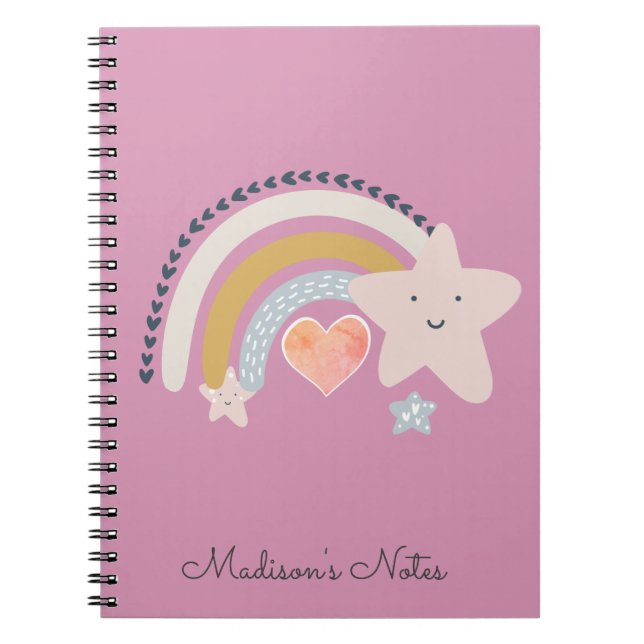 Cuaderno Estrellas de Arcoíris Personalizadas  (Frente)