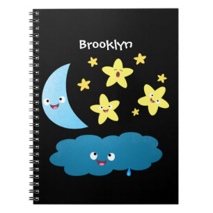 Cuaderno Estrellas de canto, personalizado de luna y nube