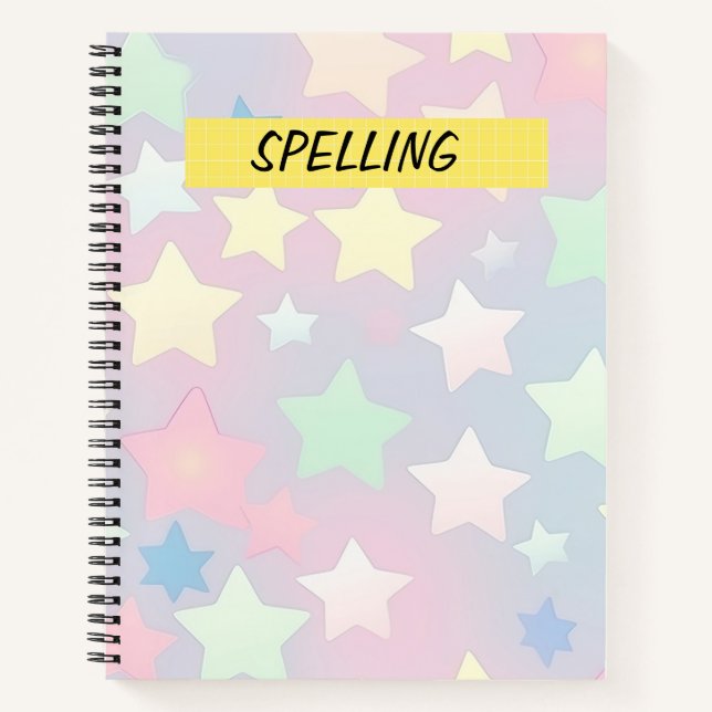 Cuaderno ESTRELLAS DE COLORES PASTEL DE bonito (Anverso)
