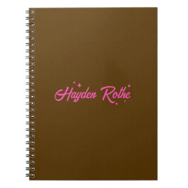 Cuaderno Estrellas de la tipografía rosa retro Brown