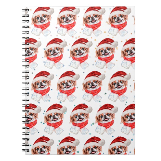 Cuaderno Estrellas de Navidad de la raza de perro Chin Japo (Frente)