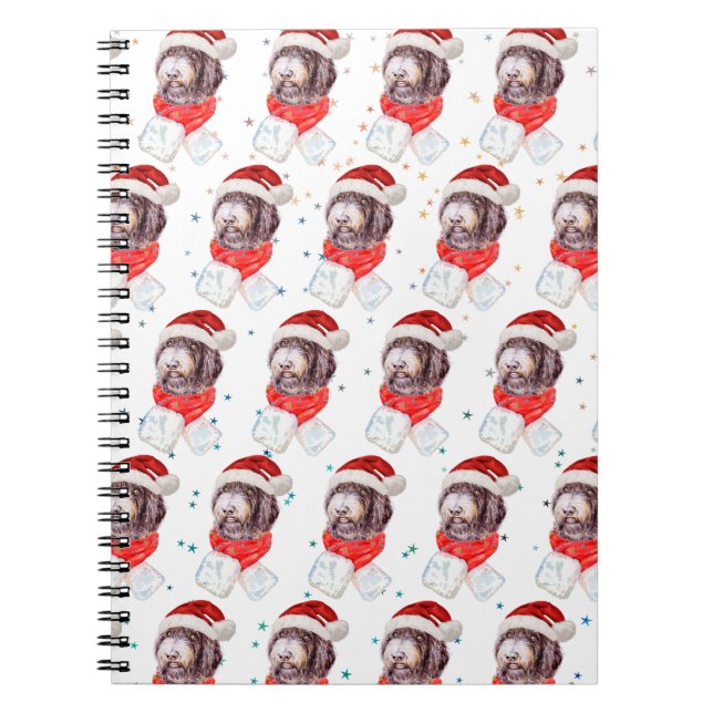 Cuaderno Estrellas de Navidad de la raza de perro Newfypoo (Frente)