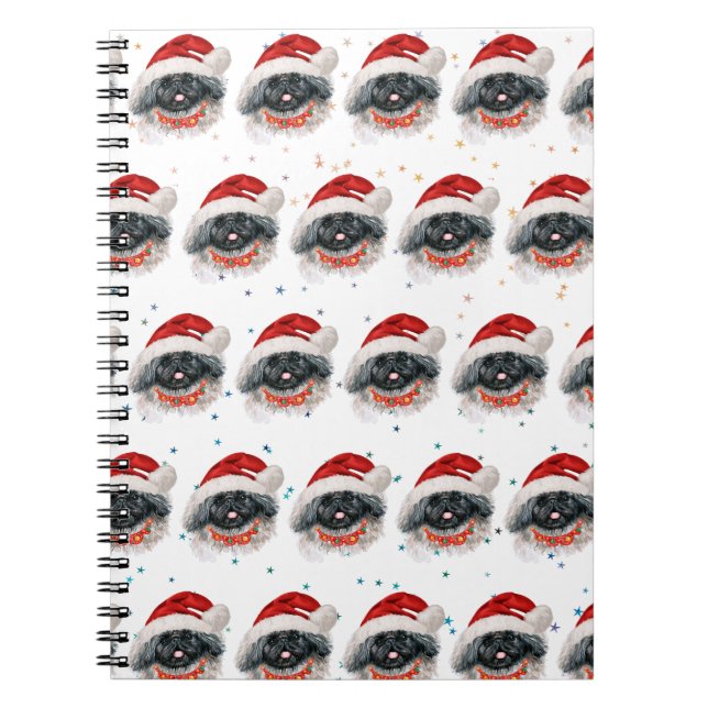 Cuaderno Estrellas de Navidad de la raza de perro Pequinés (Frente)