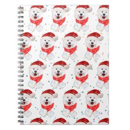 Cuaderno Estrellas de Navidad de la raza de perro Samoyedo