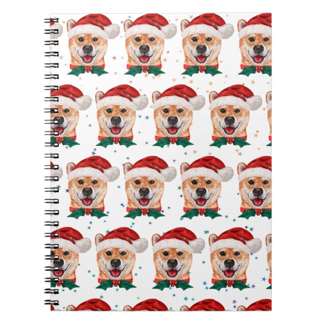 Cuaderno Estrellas de Navidad de la raza de perro Shiba Inu (Frente)