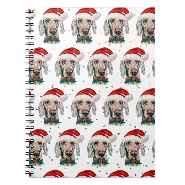 Cuaderno Estrellas de Navidad de la raza de perro Weimarane (Frente)