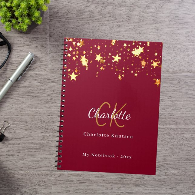 Cuaderno Estrellas de oro de Borgoña nombre monograma (Subido por el creador)