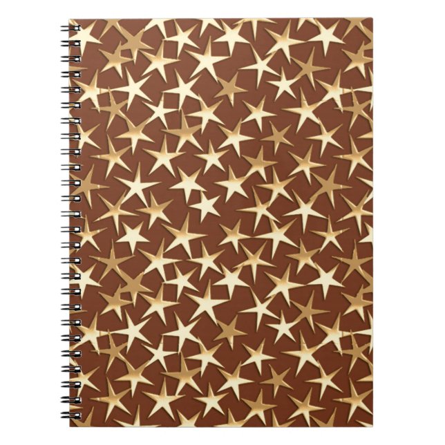 Cuaderno Estrellas de oro en marrón chocolate (Frente)
