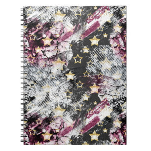 Cuaderno Estrellas de oro grunge abstracto moderno urbano