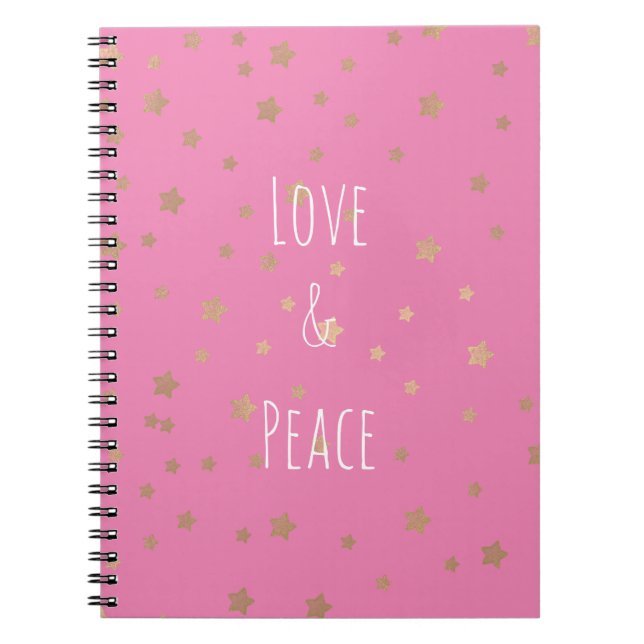 Cuaderno Estrellas de oro rosa amor y paz (Frente)