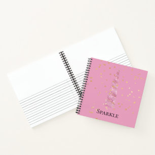 Cuaderno Estrellas de oro rosa espumoso Unicornio