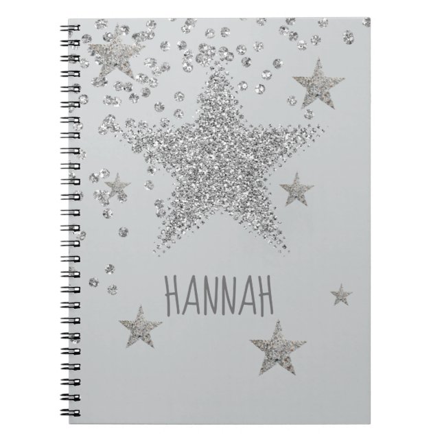 Cuaderno Estrellas de plata espartana personalizadas (Frente)