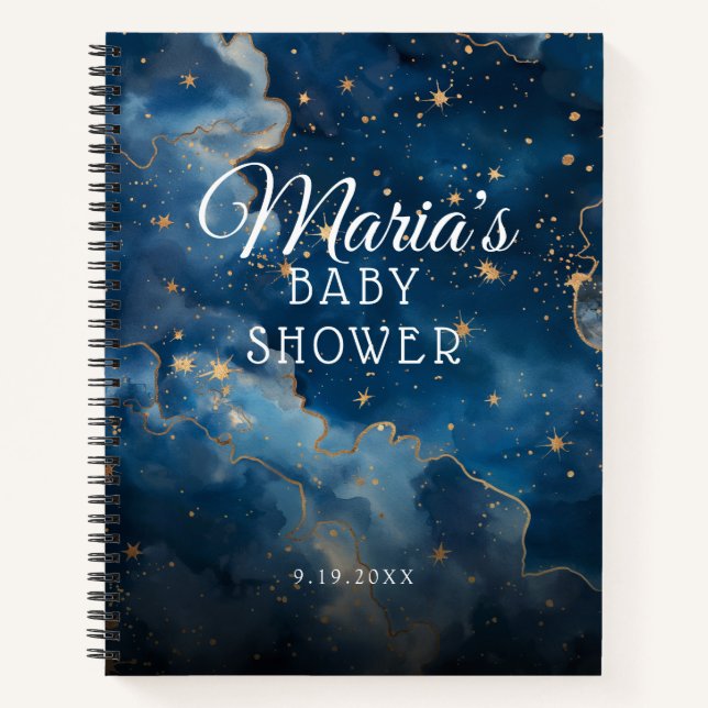 Cuaderno Estrellas de Relieve metalizado dorado de cielo no (Anverso)