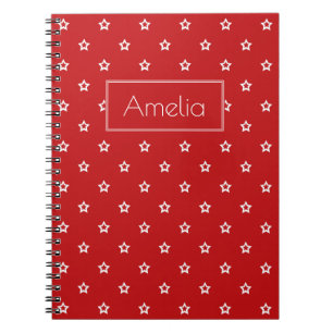 Cuaderno Estrellas del blanco en rojo brillante