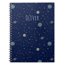 Cuaderno Estrellas del espacio planetas y nombre personaliz