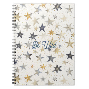 Cuaderno Estrellas Doradas Azules Plateadas