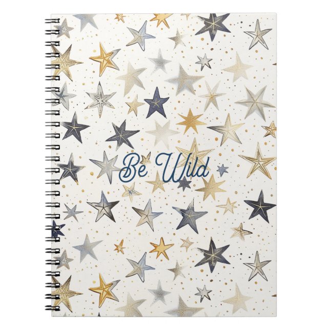 Cuaderno Estrellas Doradas Azules Plateadas (Frente)