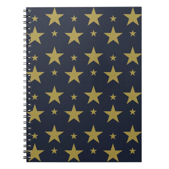 Cuaderno Estrellas doradas sobre azul marino - Elegante y a (Frente)