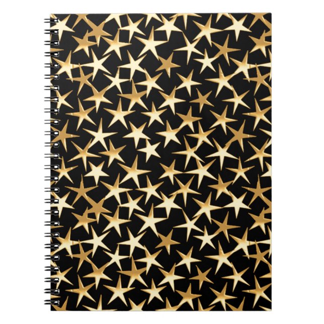 Cuaderno Estrellas doradas sobre fondo negro (Frente)