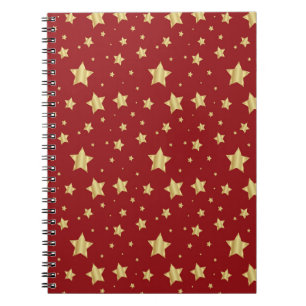 Cuaderno Estrellas doradas sobre fondo rojo