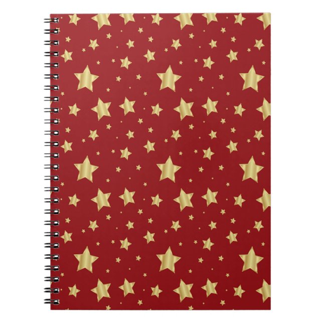 Cuaderno Estrellas doradas sobre fondo rojo (Frente)