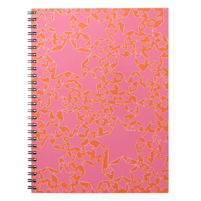 Cuaderno Estrellas, Estrellas, Estrellas en Rosa y Naranja (Frente)