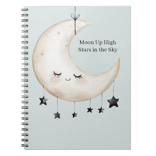 Cuaderno Estrellas Feliz Luna Pestañas Cielo Azul