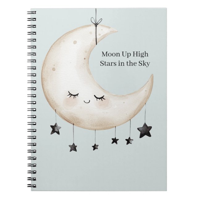 Cuaderno Estrellas Feliz Luna Pestañas Cielo Azul (Frente)