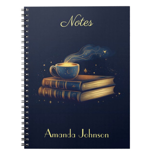 Cuaderno Estrellas mágicas y café con libros (Frente)