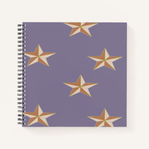 Cuaderno estrellas marrones sobre morado