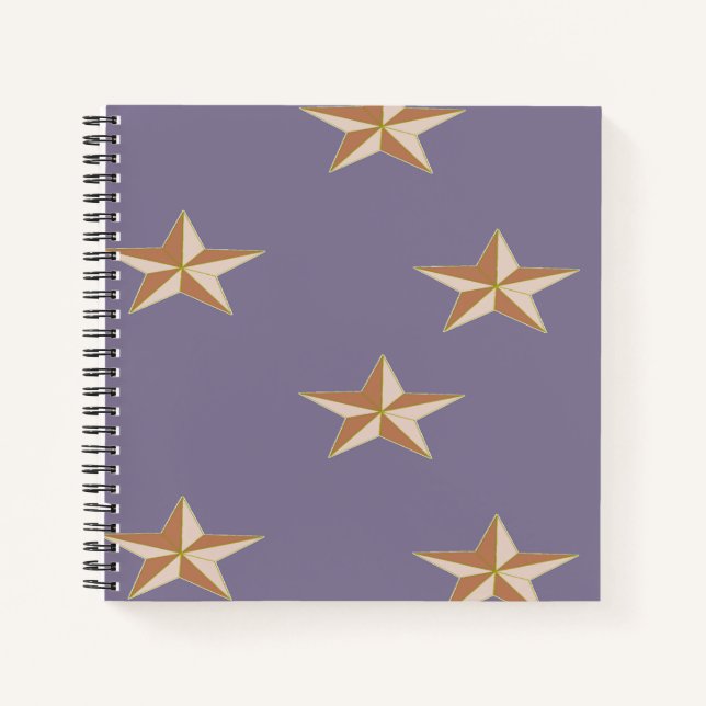 Cuaderno estrellas marrones sobre morado (Anverso)