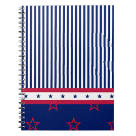 Cuaderno estrellas patrióticas rayas rojas blancas azules U