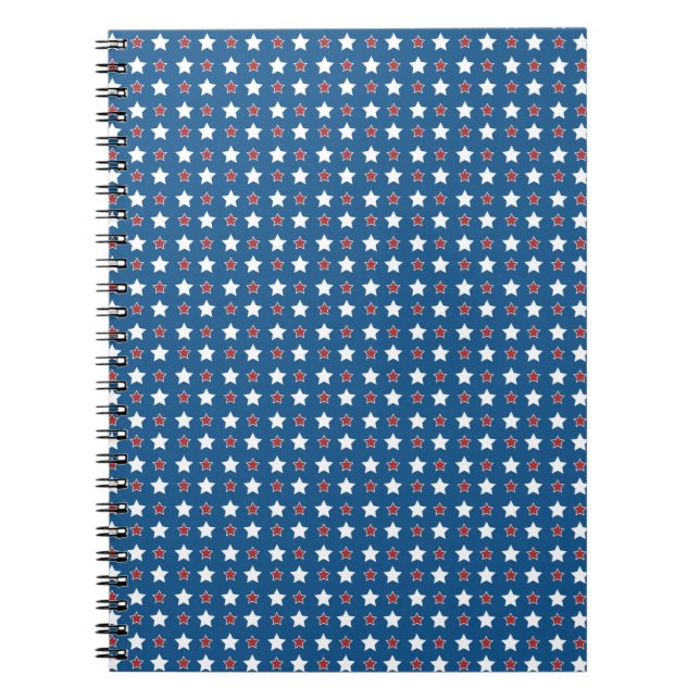 Cuaderno Estrellas patrióticas rojas blancas y azules (Frente)