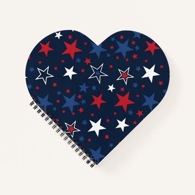 Cuaderno Estrellas Patrióticas sobre Azul Marino (Anverso)