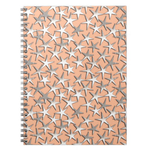 Cuaderno Estrellas plateadas de color rosa melocotón
