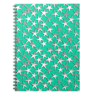 Cuaderno Estrellas plateadas de turquesa