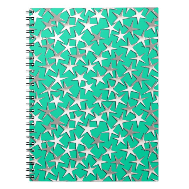 Cuaderno Estrellas plateadas de turquesa (Frente)