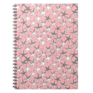 Cuaderno Estrellas plateadas, en rosa concha