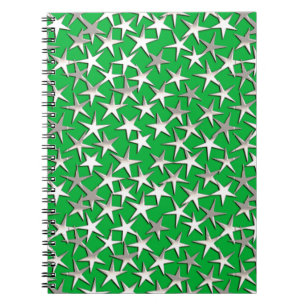Cuaderno Estrellas plateadas en verde esmeralda