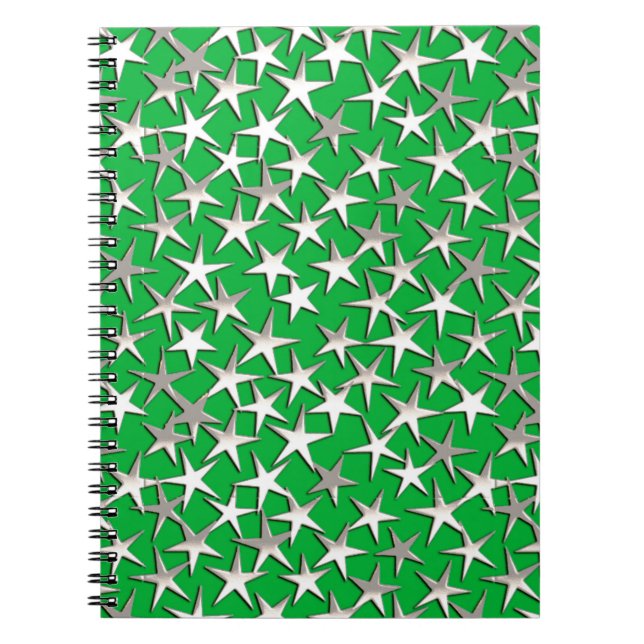 Cuaderno Estrellas plateadas en verde esmeralda (Frente)