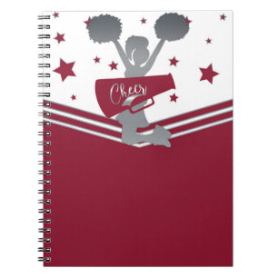 Cuaderno Estrellas Plateadas Granates Cheer Liderando porra