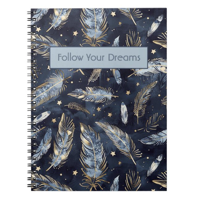 Cuaderno Estrellas Plumas Oro Azul (Frente)