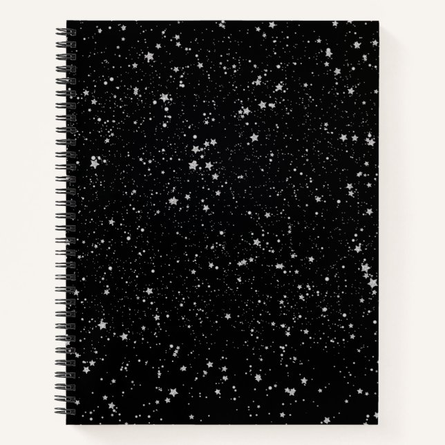 Cuaderno Estrellas purpurinas2 - Negro plateado (Anverso)