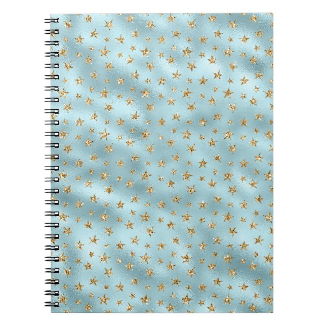 Cuaderno Estrellas Purpurinas Aqua Mint Gold (Frente)